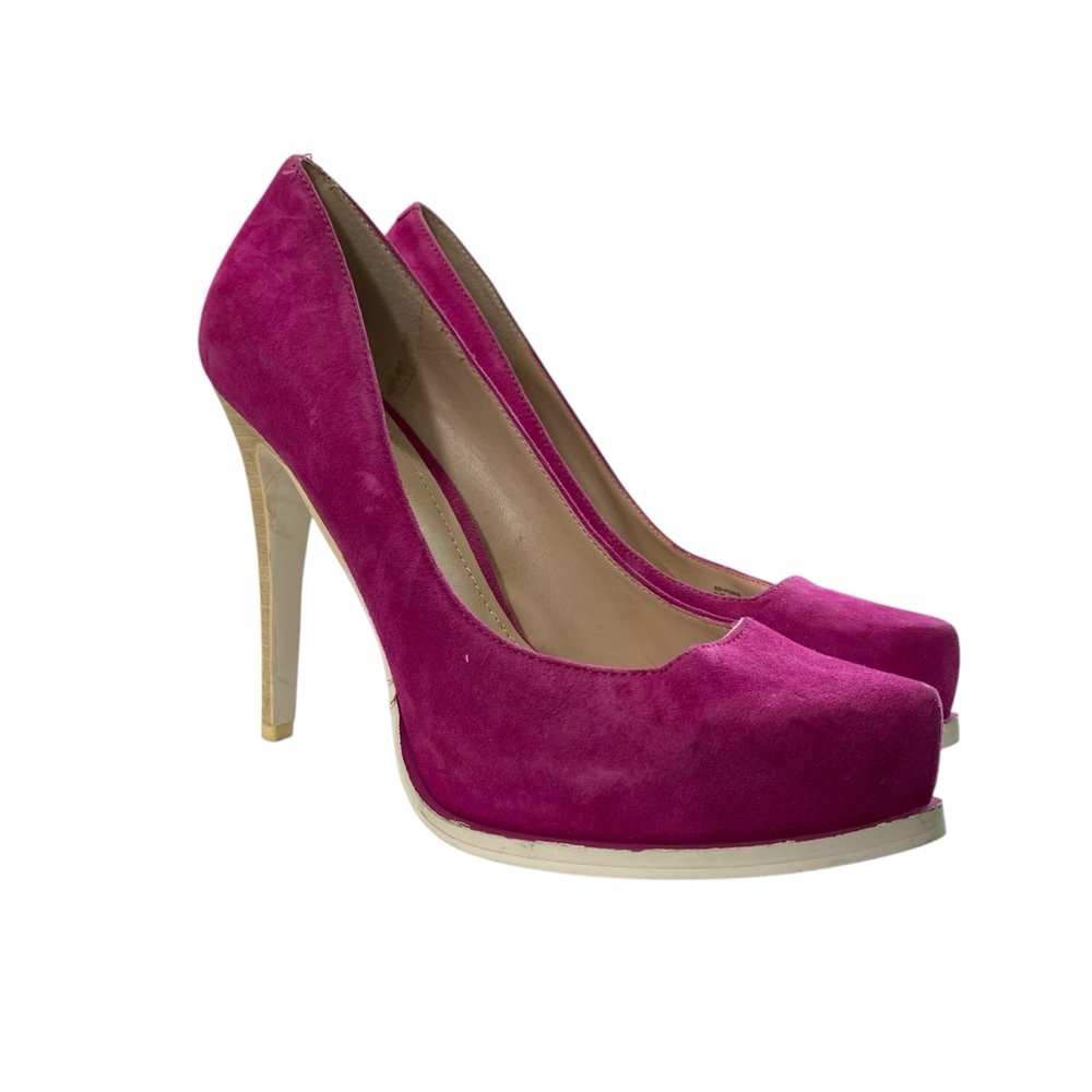 BCBGeneration Party Pinkie Pointed Toe Suede Pumps‎ Stiletto Magenta 8B Platform